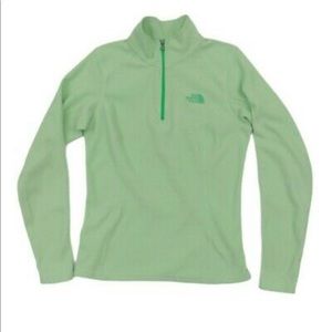 The North Face Women's 1/4 Zip Fleece Pullover SM Green Long Sleeves Lightweight